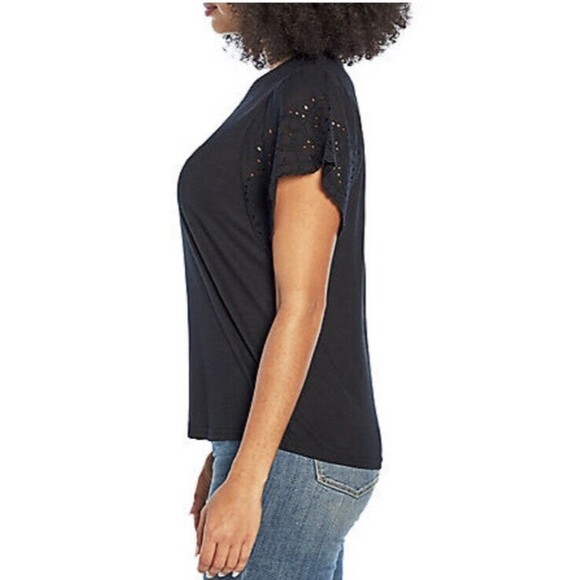 GAP Women's Pale Pink Eyelet Flutter Short Sleeve Scoop Neck Shirt Size Small - Picture 4 of 13